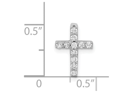 14K white gold diamond cross chain, further view