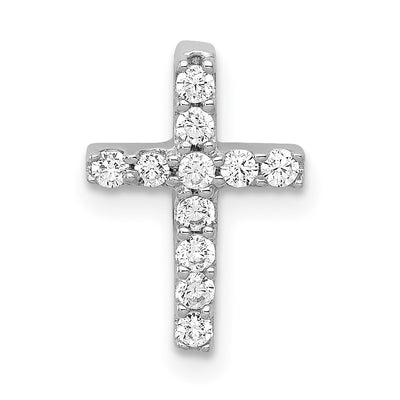 14K white gold diamond cross chain