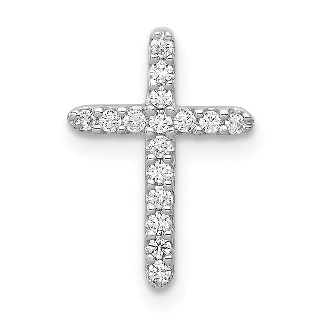 14k White Gold .. Diamond Cross Pendant, 14 x 10mm