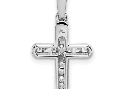 14K white gold diamond cross pendant, further view