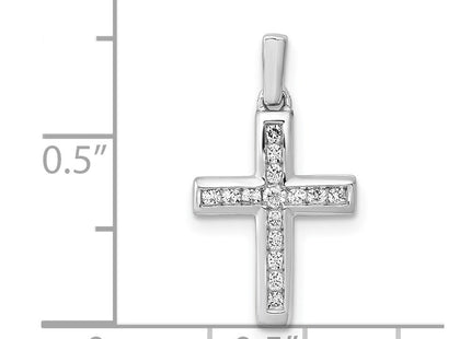 14K white gold diamond cross pendant, another view