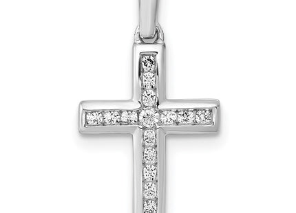 14K white gold diamond cross pendant