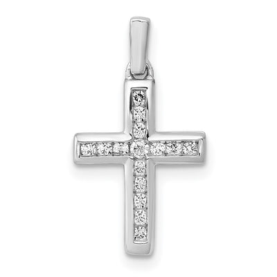 14K white gold diamond cross pendant