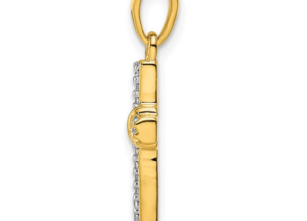 14K white gold diamond cross pendant, alternate view