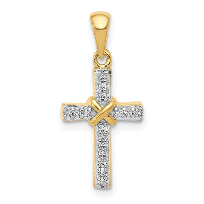 14K gold diamond cross pendant