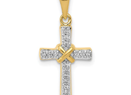 14K white gold diamond cross pendant