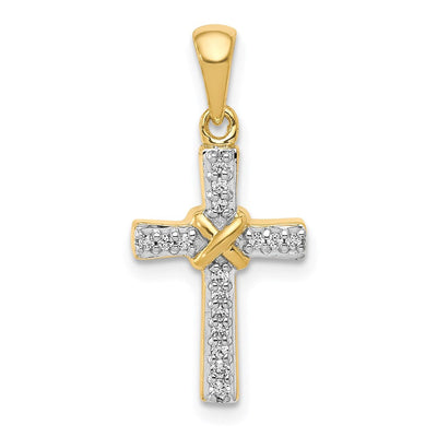 14K white gold diamond cross pendant