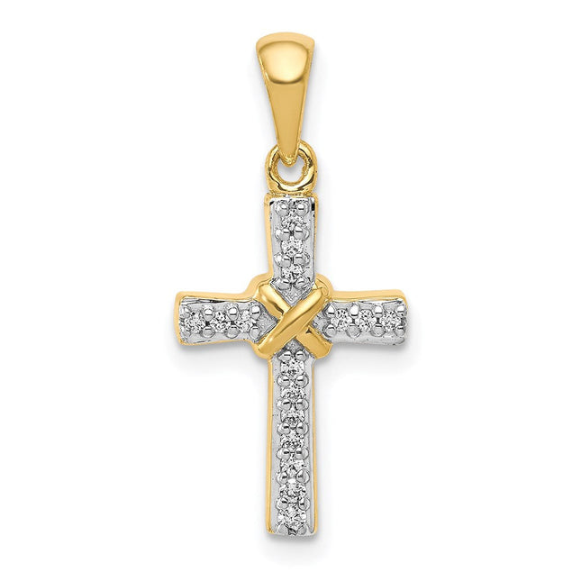 14K white gold diamond cross pendant