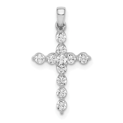 14K white gold diamond cross pendant