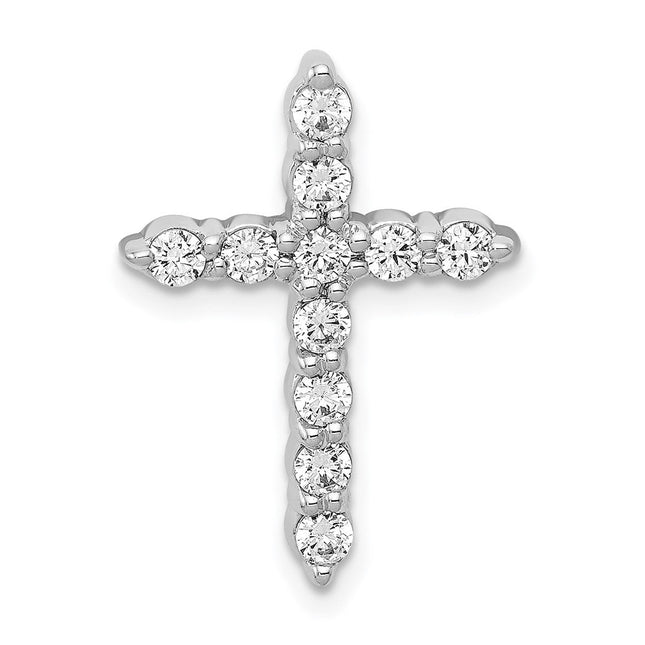 14K white gold diamond cross chain