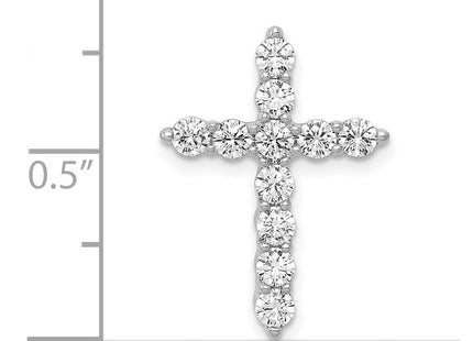 14K white gold diamond cross chain, further view