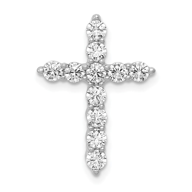 14K white gold diamond cross chain
