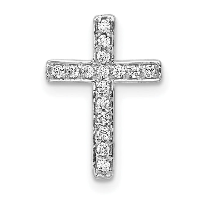 14K white gold diamond cross chain