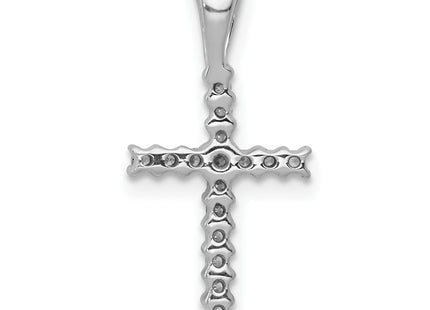 14k White Gold 1/. Diamond Latin Cross Pendant, 19.5 x 10mm