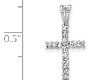 14k White Gold 1/. Diamond Latin Cross Pendant, 19.5 x 10mm