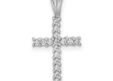 14k White Gold 1/. Diamond Latin Cross Pendant, 19.5 x 10mm
