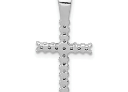14k White Gold 1/. Diamond Latin Cross Pendant, 23 x 12mm