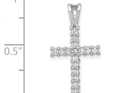 14k White Gold 1/. Diamond Latin Cross Pendant, 23 x 12mm