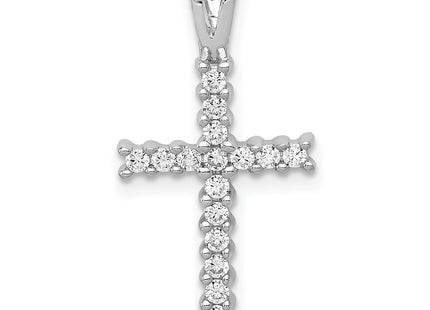 14k White Gold 1/. Diamond Latin Cross Pendant, 23 x 12mm