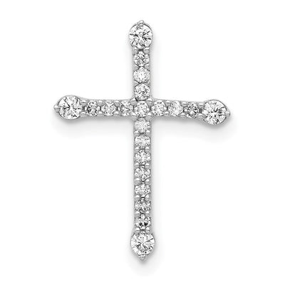 14K white gold diamond cross chain
