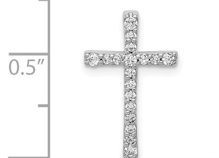 14k White Gold 1/. Diamond Latin Cross Chain Slide, 18 x 11.5mm
