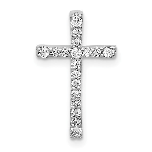 14K white gold diamond cross chain