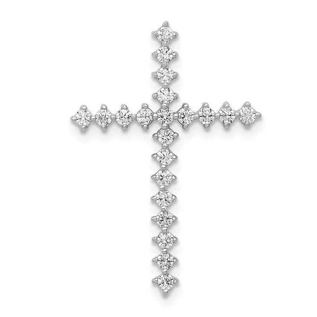 14K white gold diamond cross chain