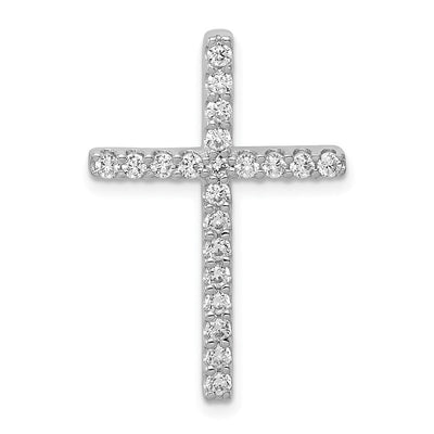 14K white gold diamond cross pendant