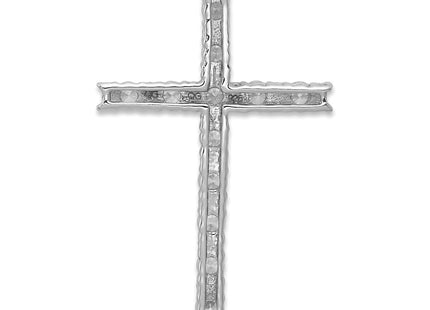 14K white gold diamond cross pendant, another view
