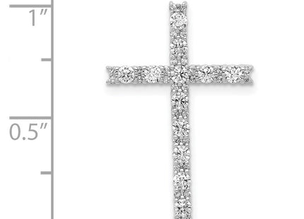 14K white gold diamond cross pendant, further view