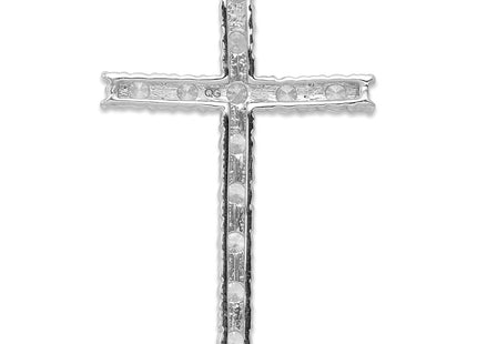 14K white gold diamond cross pendant, another view