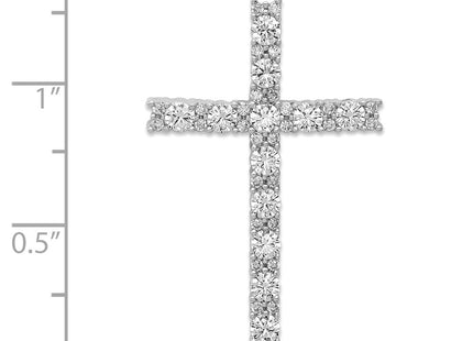 14K white gold diamond cross pendant, further view