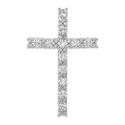 14K white gold diamond cross pendant