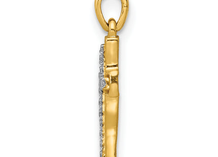 14k and Rhodium 1/. Diamond Cross Pendant