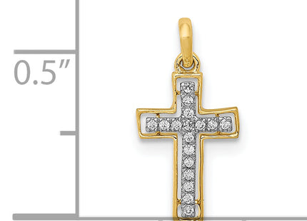 14k and Rhodium 1/. Diamond Cross Pendant