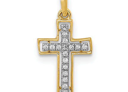 14k and Rhodium 1/. Diamond Cross Pendant