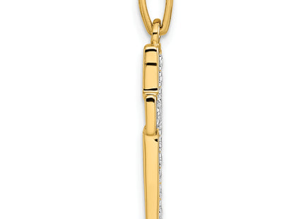 14k and Rhodium Diamond Cross Pendant