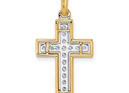 14k and Rhodium Diamond Cross Pendant