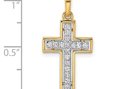 14k and Rhodium Diamond Cross Pendant