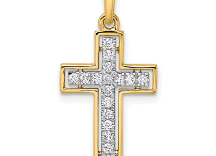 14k and Rhodium Diamond Cross Pendant