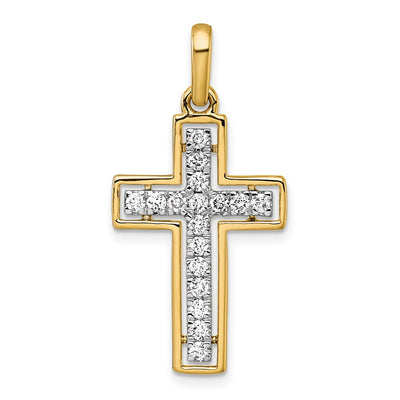 14K gold diamond cross pendant