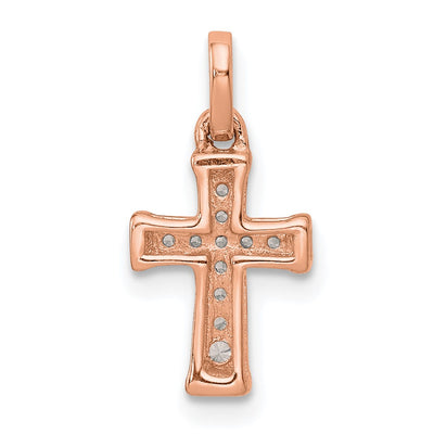 14K Rose Gold Small 1/. Diamond Latin Cross Pendant