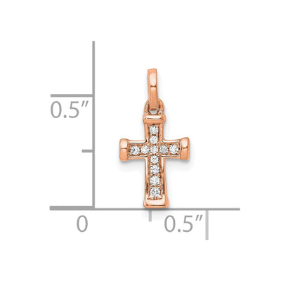 14K Rose Gold Small 1/. Diamond Latin Cross Pendant