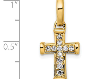 14K gold diamond cross pendant, further view