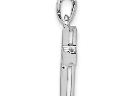 14K white gold diamond cross pendant, alternate view