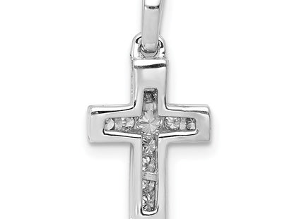 14K white gold diamond cross pendant, another view