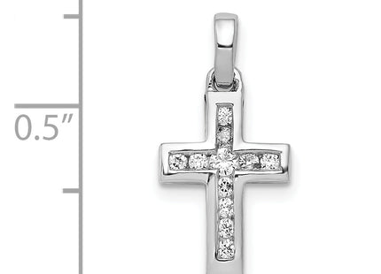 14k White Gold 1/. Diamond Latin Cross Pendant, 19 x 10mm