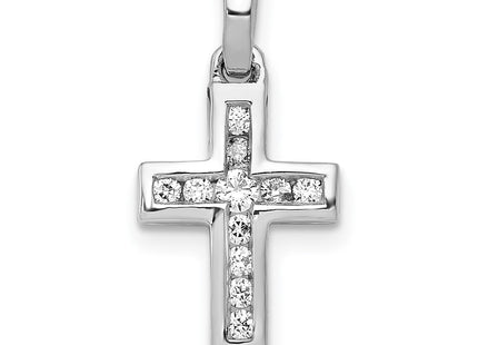 14K white gold diamond cross pendant