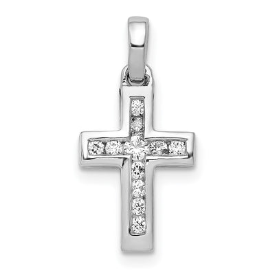 14K white gold diamond cross pendant