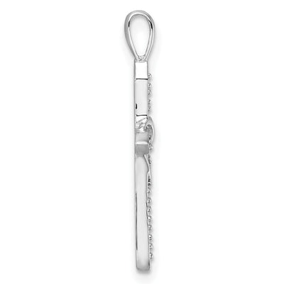 14K White Gold Heart Cross Pendant Mounting, 30 x 16.5mm